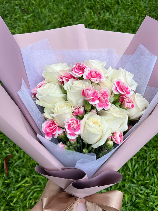 Forever Embrace (10 Roses with Carnations)