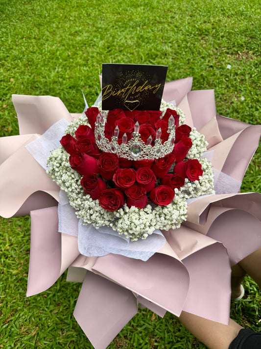 Crowned Princess (30 Roses with Baby Breath)