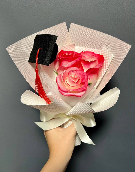 Mini Graduation Bouquet (3 Roses)