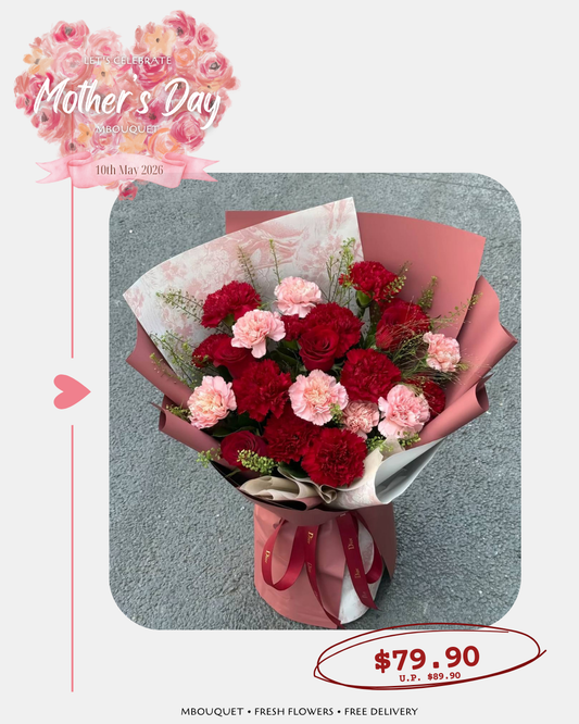🌸 MOTHER’S DAY FLOWER BOUQUET 💐 FREE DELIVERY | Carnation & Rose Bouquets | Perfect Gift for Mum | Fresh Flower Delivery Singapore | 母亲节花束 | 新加坡送花