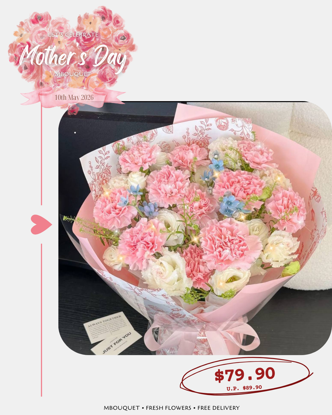 🌸 MOTHER’S DAY FLOWER BOUQUET 💐 FREE DELIVERY | Carnation & Rose Bouquets | Perfect Gift for Mum | Fresh Flower Delivery Singapore | 母亲节花束 | 新加坡送花