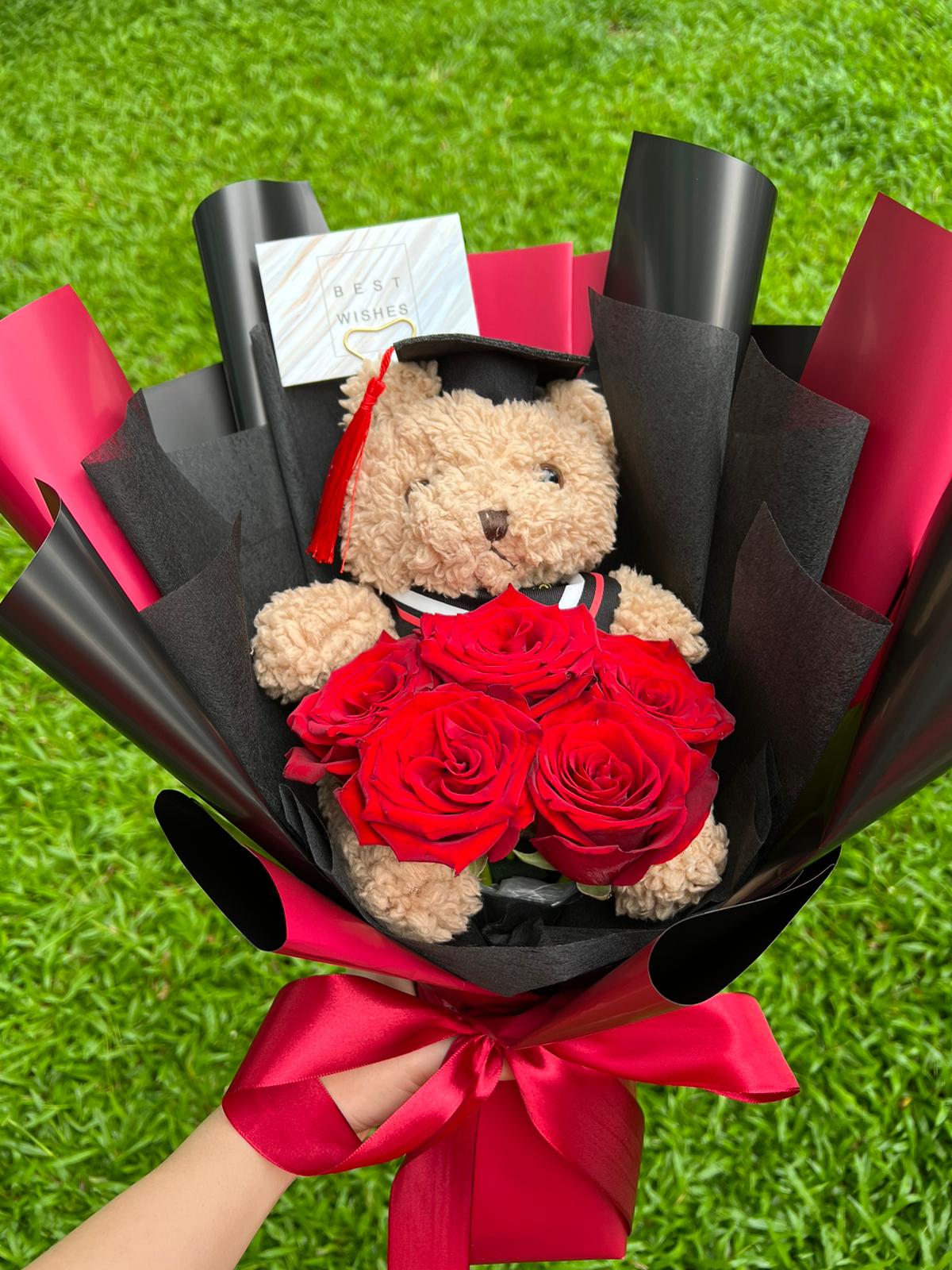 Bravo Bear (5 Roses with Grad Bear)