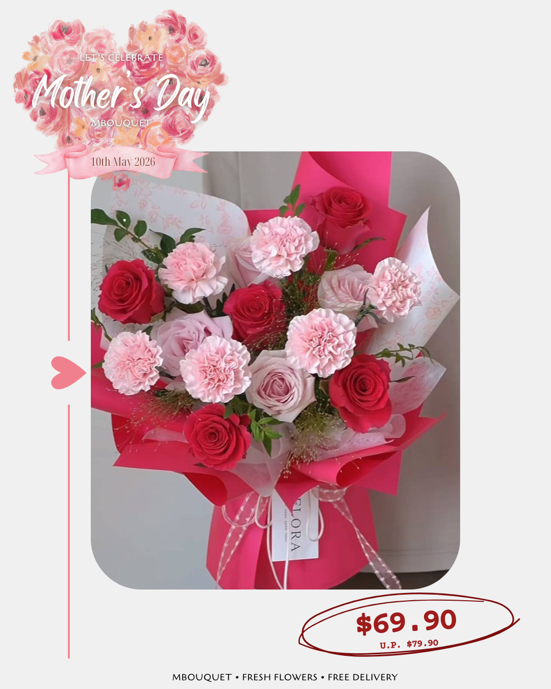 🌸 MOTHER’S DAY FLOWER BOUQUET 💐 FREE DELIVERY | Carnation & Rose Bouquets | Perfect Gift for Mum | Fresh Flower Delivery Singapore | 母亲节花束 | 新加坡送花