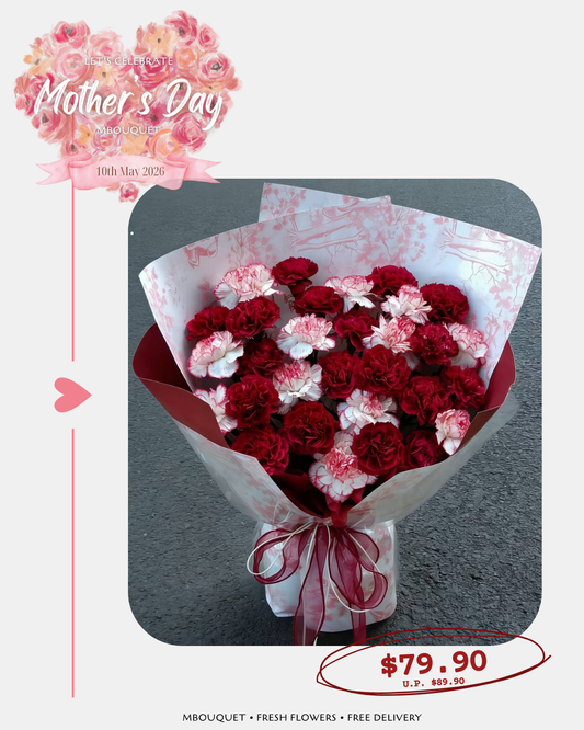 🌸 MOTHER’S DAY FLOWER BOUQUET 💐 FREE DELIVERY | Carnation & Rose Bouquets | Perfect Gift for Mum | Fresh Flower Delivery Singapore | 母亲节花束 | 新加坡送花