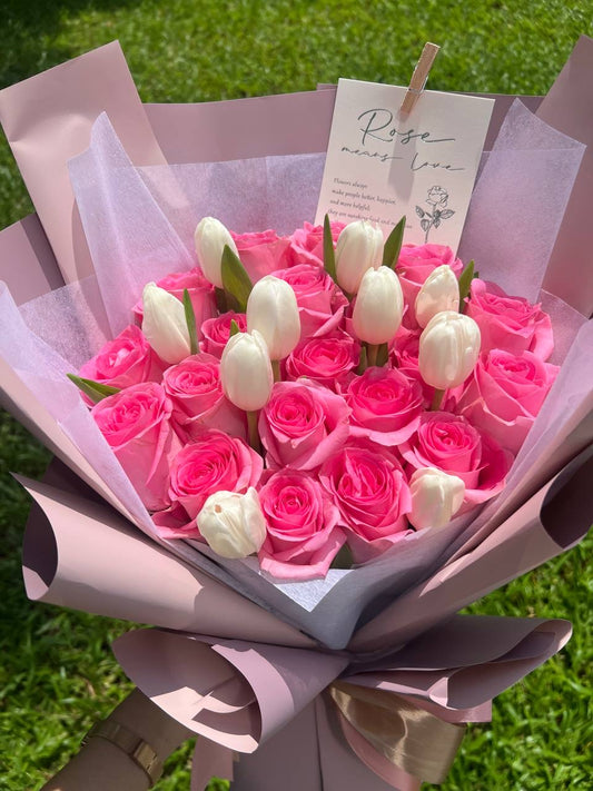 Petal Poise (20 Roses and 10 Tulips)