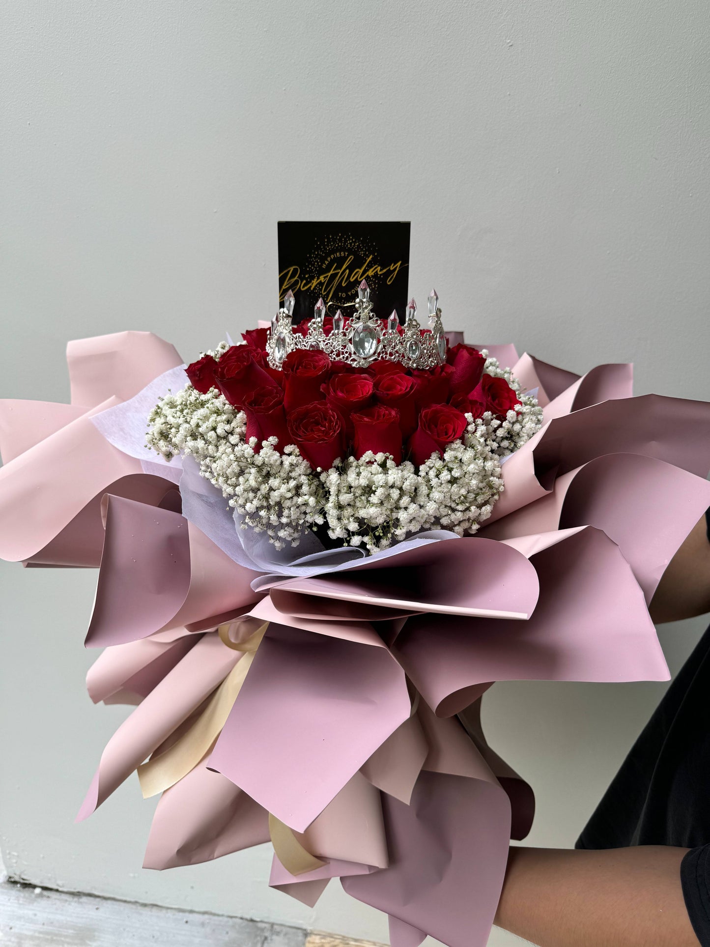 Crowned Princess (30 Roses with Baby Breath)