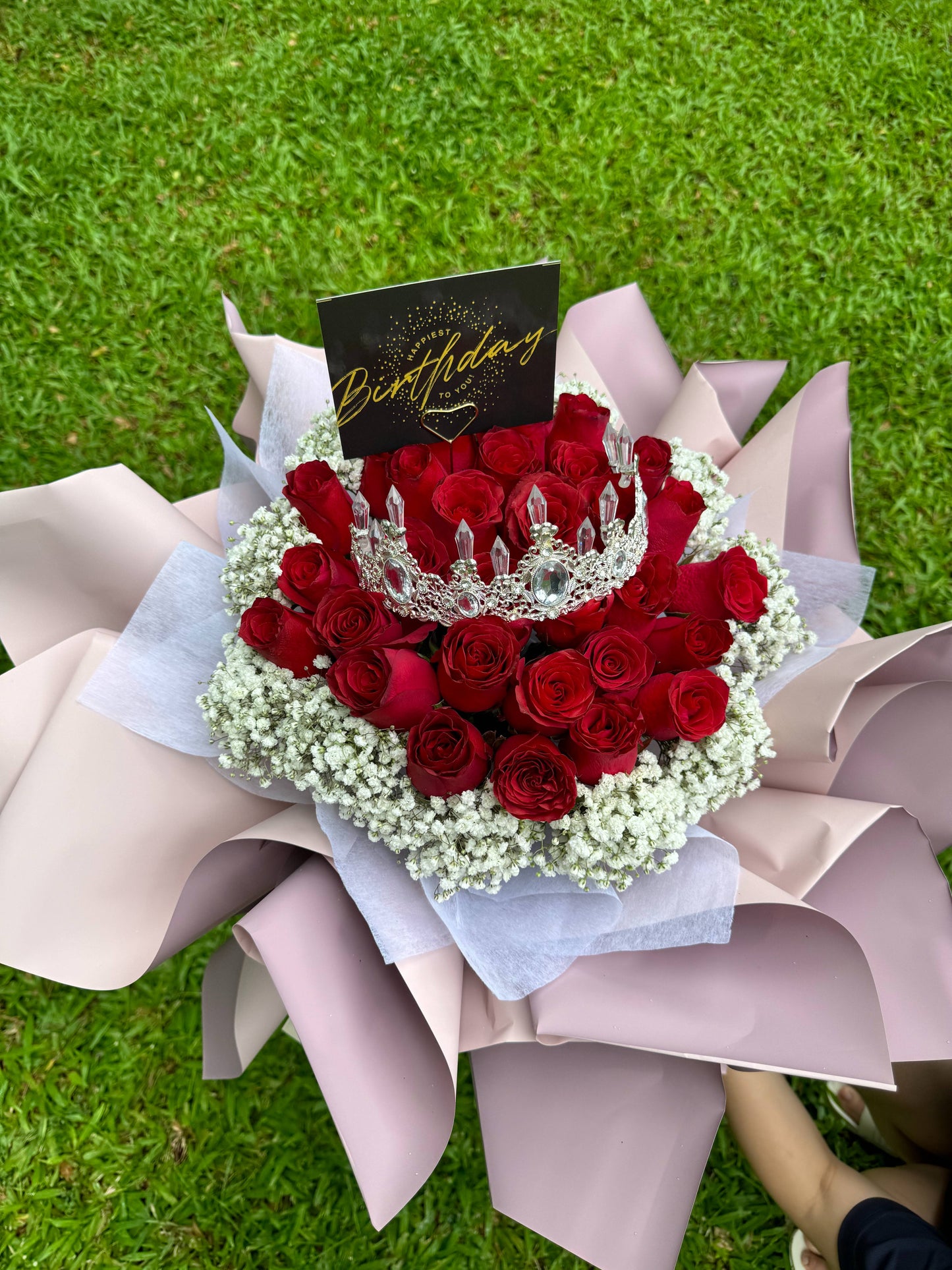 Crowned Princess (30 Roses with Baby Breath)