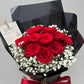 Crimson (10 Roses with Baby Breath)