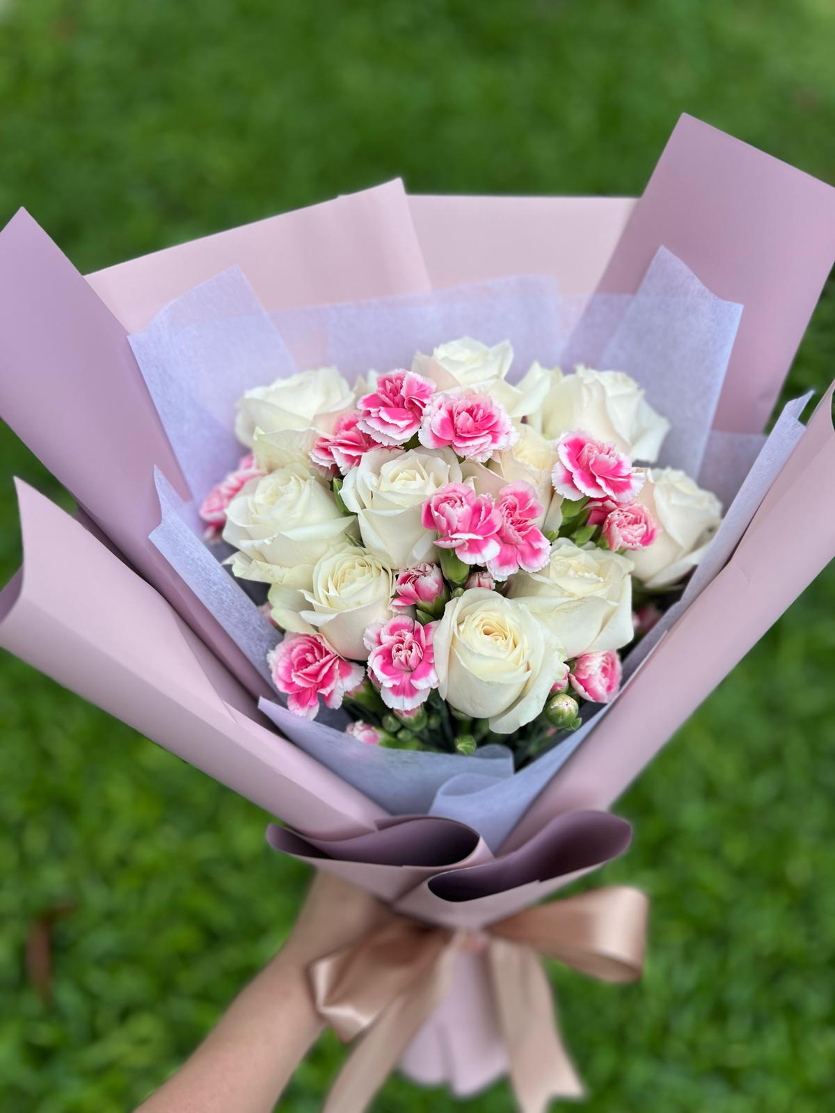 Forever Embrace (10 Roses with Carnations)