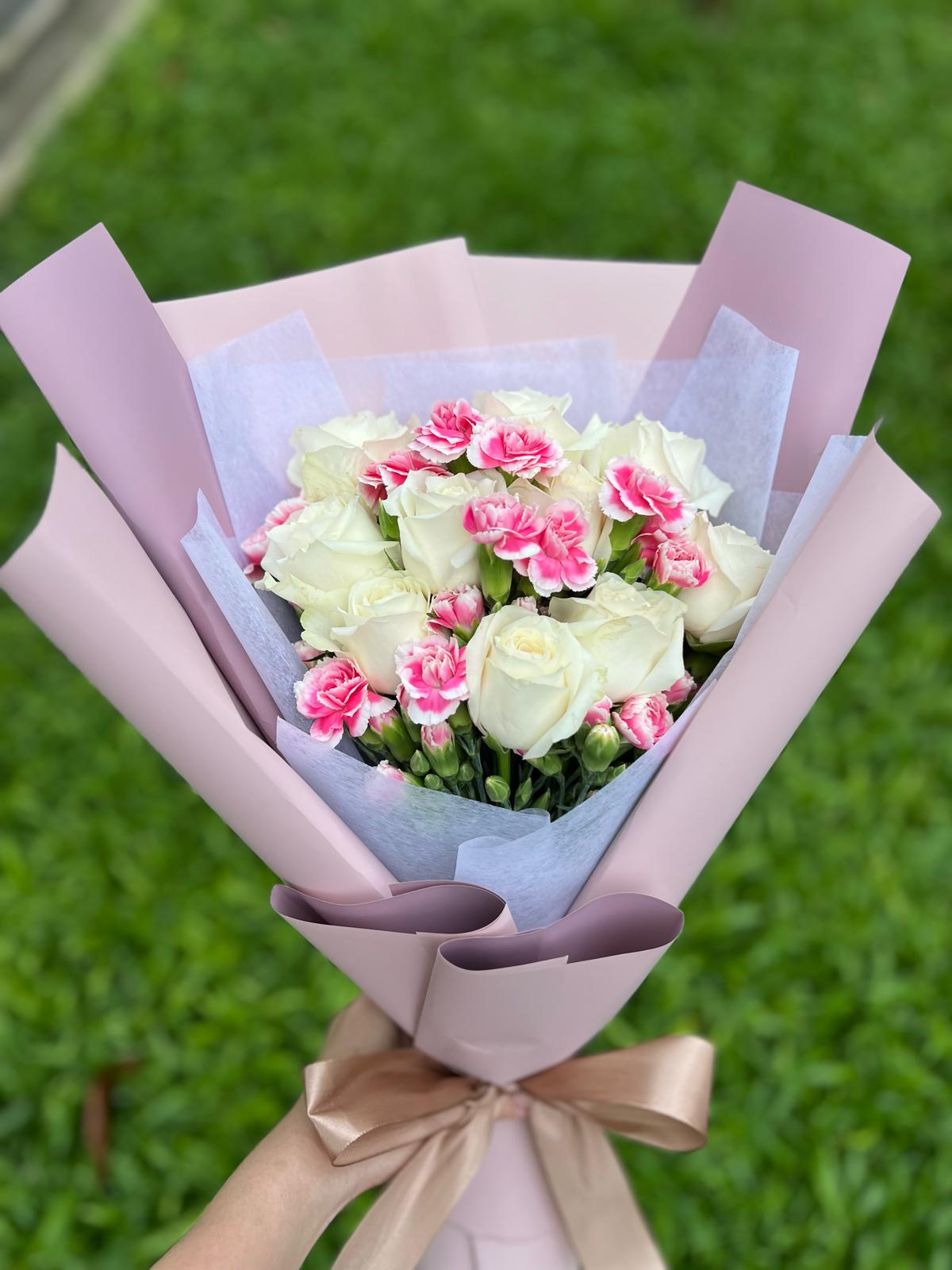 Forever Embrace (10 Roses with Carnations)